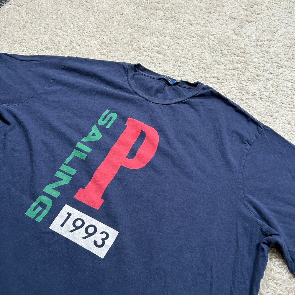 Polo Ralph Lauren T-Shirt 4XLT Tall Navy Blue Sailing 1993 Graphic Short Sleeve